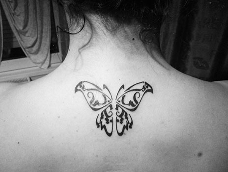Hicham Neck Butterfly tattoo
